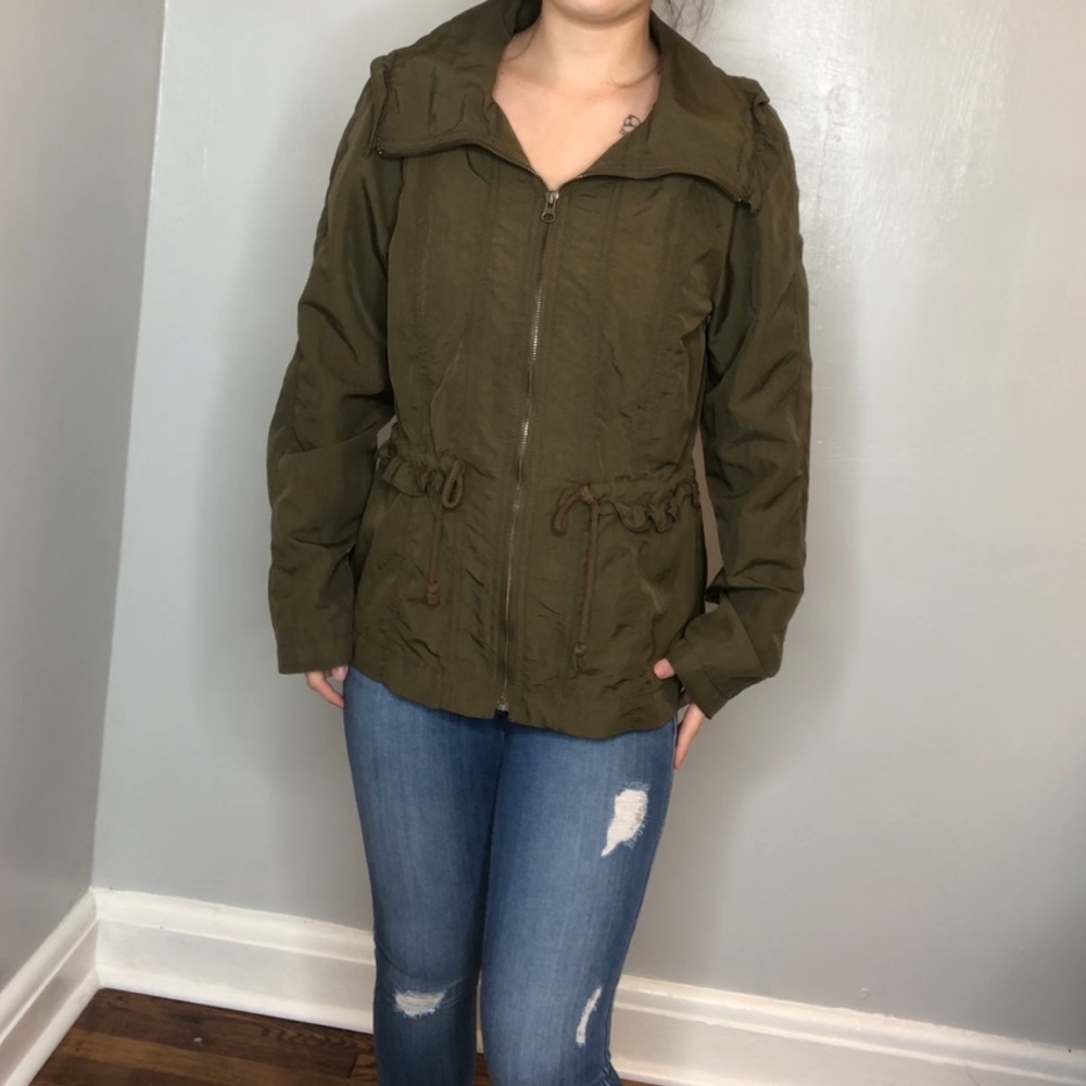 LOFT green water resistant utility ruffle jacket S - Picture 3 of 8